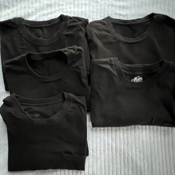 Men's Size Large Lot of Five (5) Short Sleeve Black Pocket Tees - Picture 1 of 10